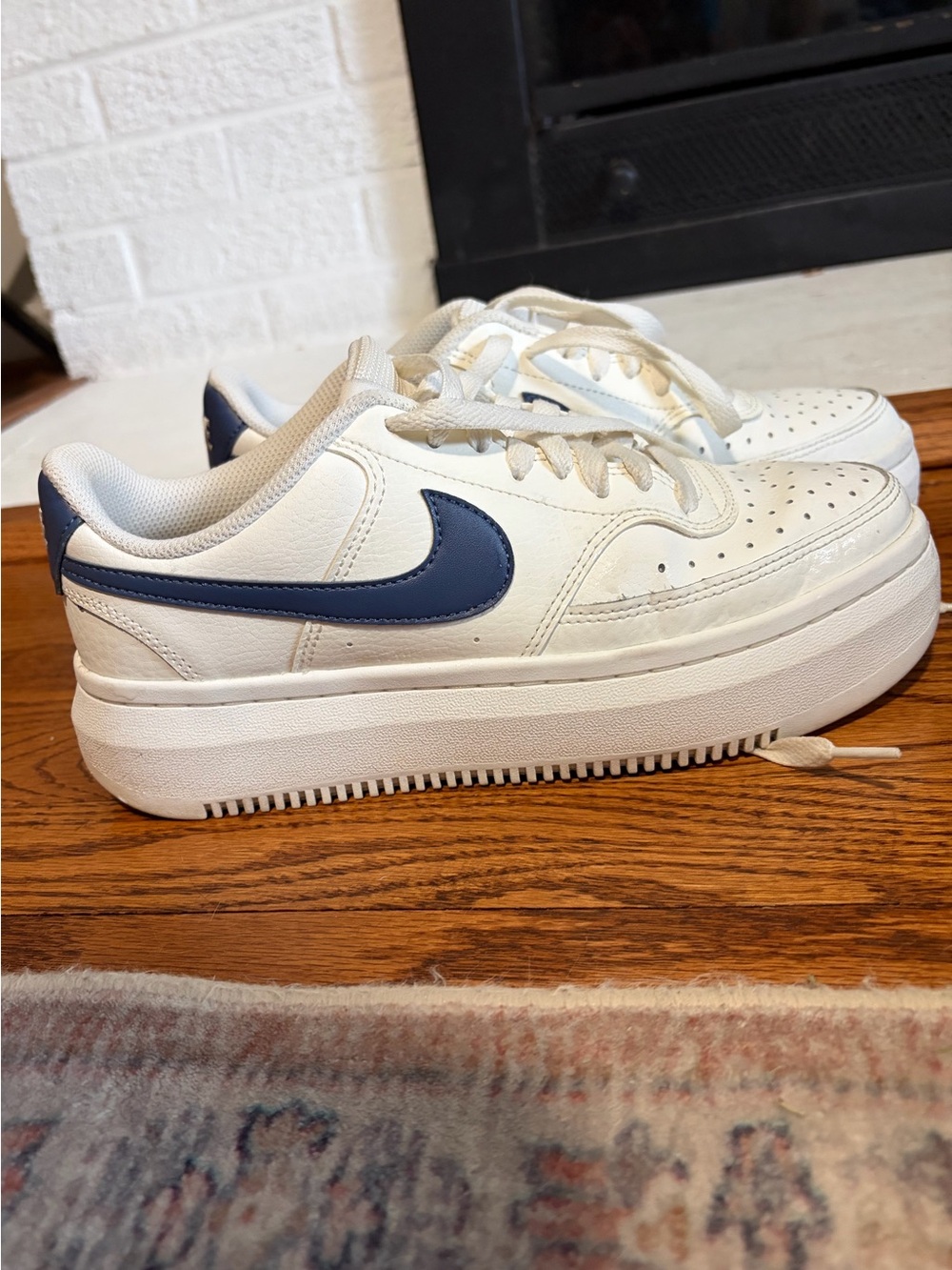 Court vision Nike size 9 women’s 
White with navy swish, platform - Picture 2 of 4
